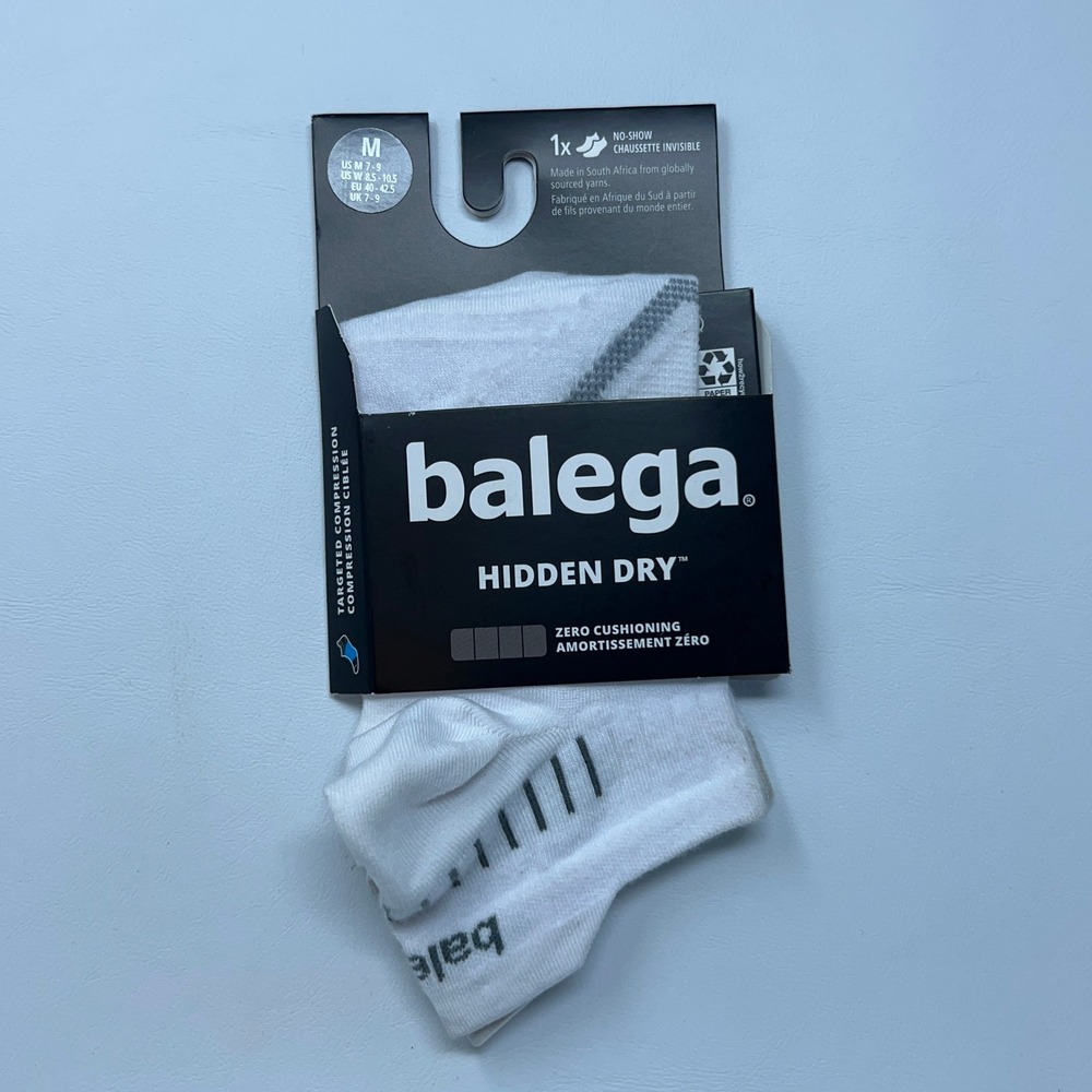 Balega Unisex Medium White Hidden Dry No-Show Running Socks NWT *Flaw